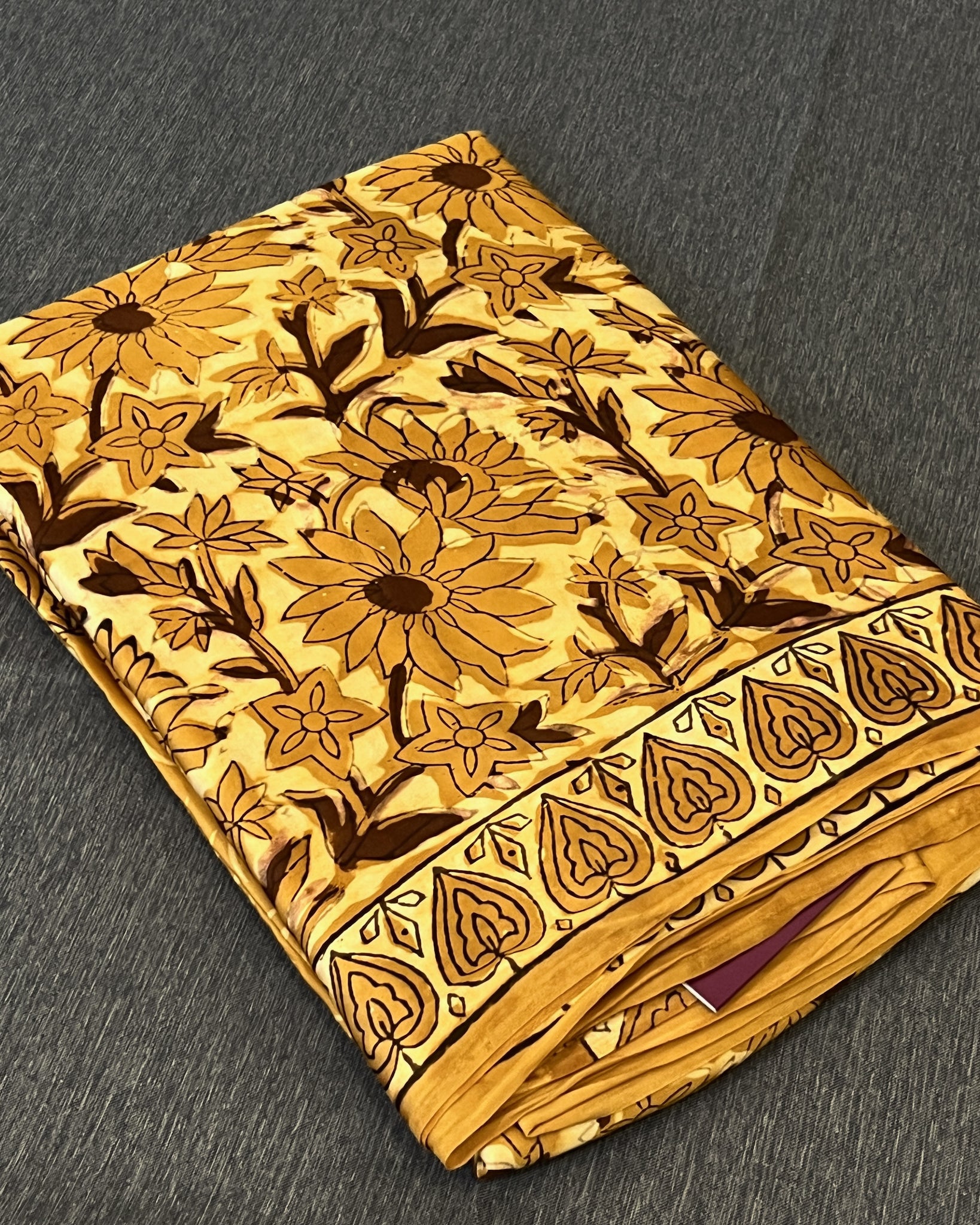Pure Modal Silk Golden Brown Tones Hand Block Printed