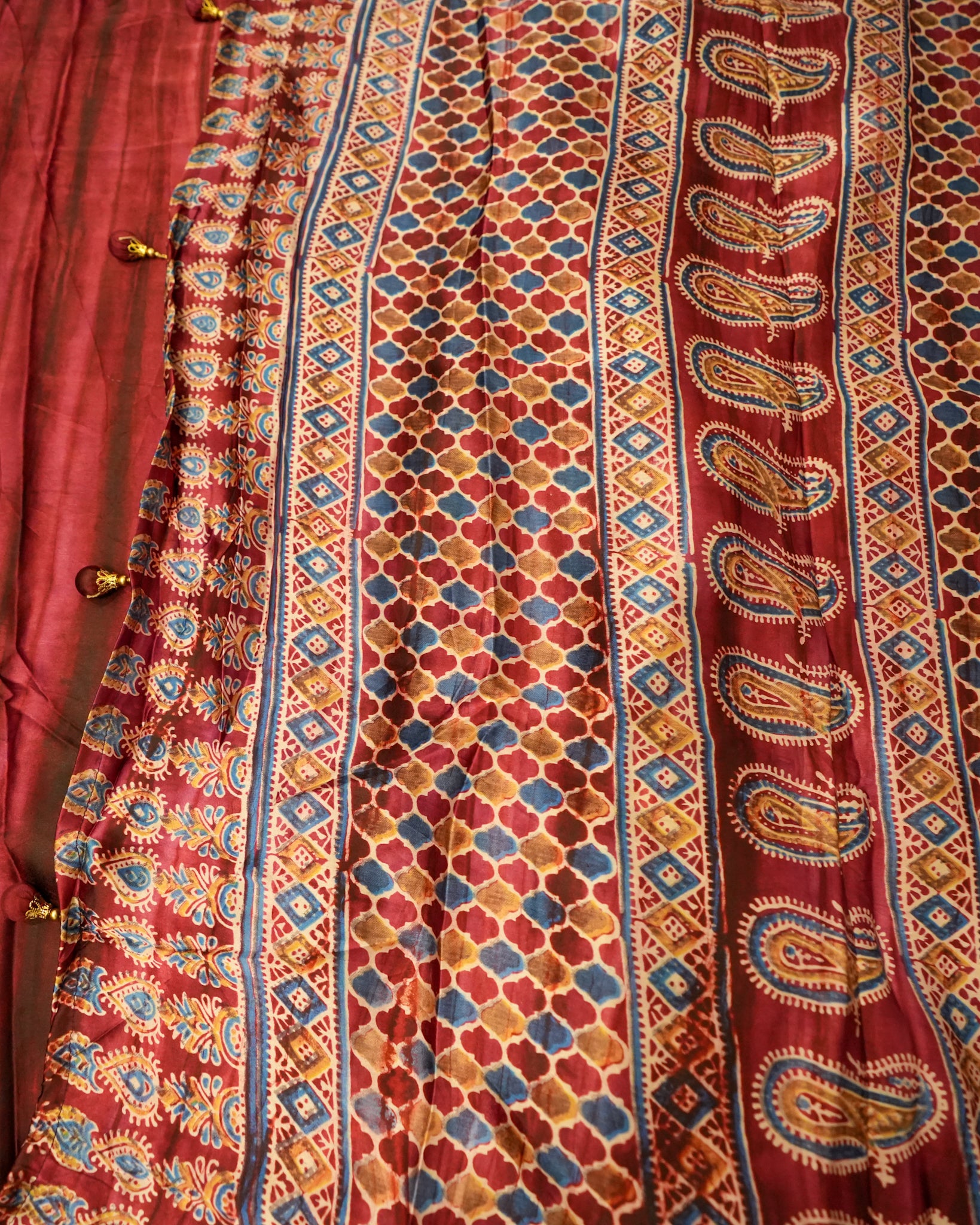 Premium Semi Modal Silk Saree in Pink with Shibori & Ajrakh Print