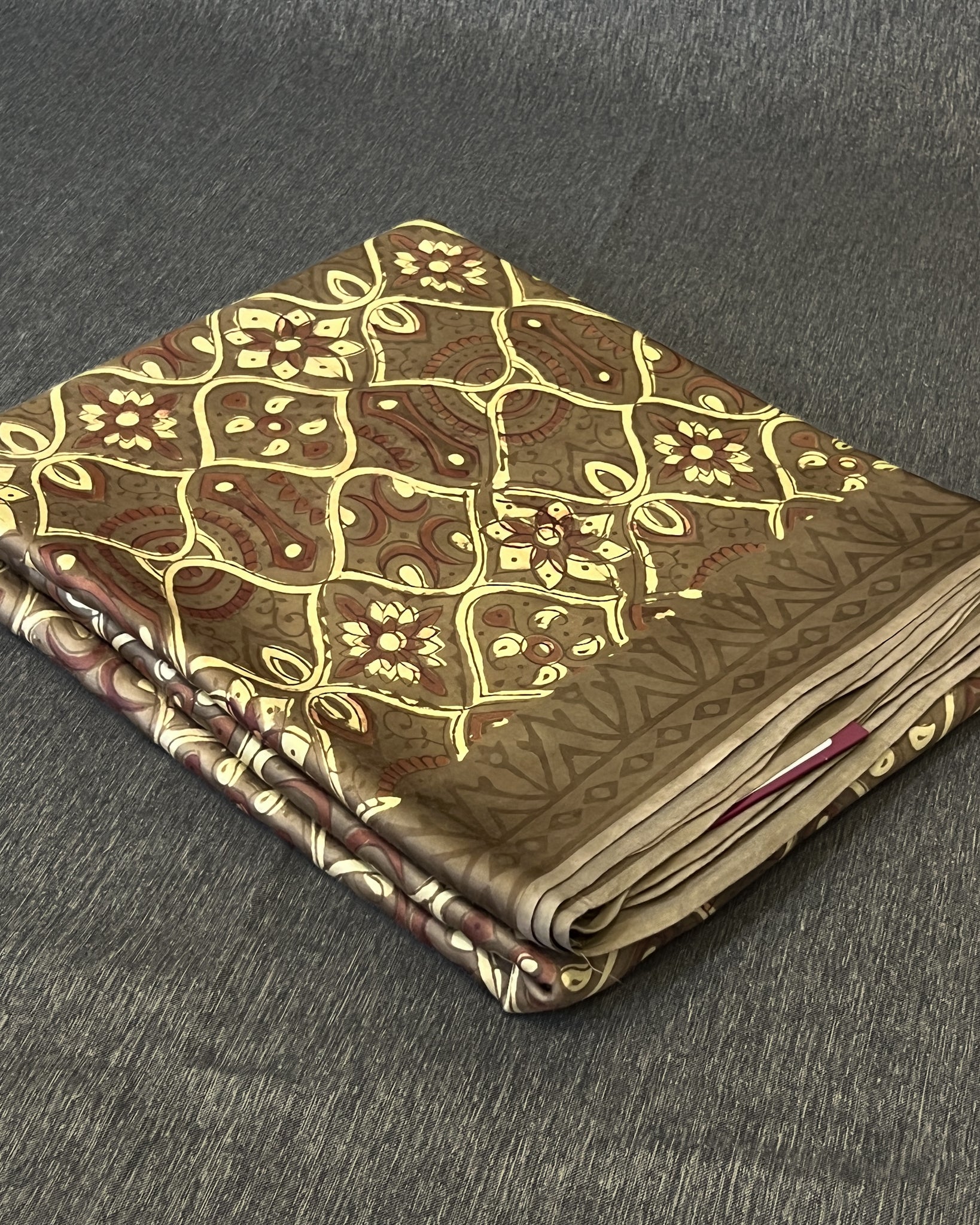 Pure Modal Silk Dark Brown Tones Hand Block Printed