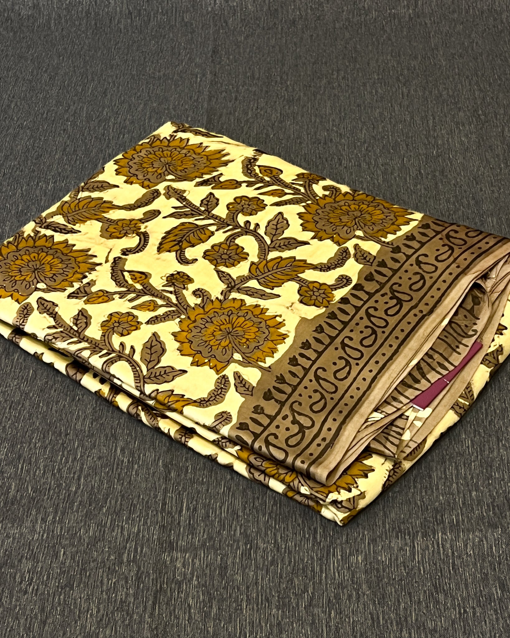 Pure Modal Silk Beige Brown Tones Hand Block Printed