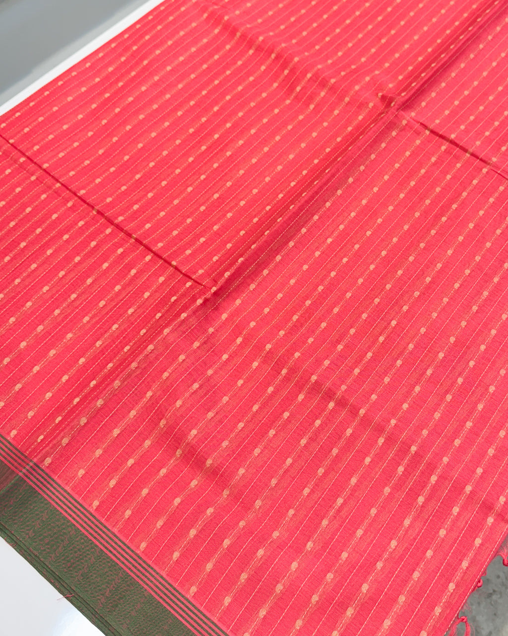 Kanchi Cotton Pink Saree with Mango Line Buttas Thread Work