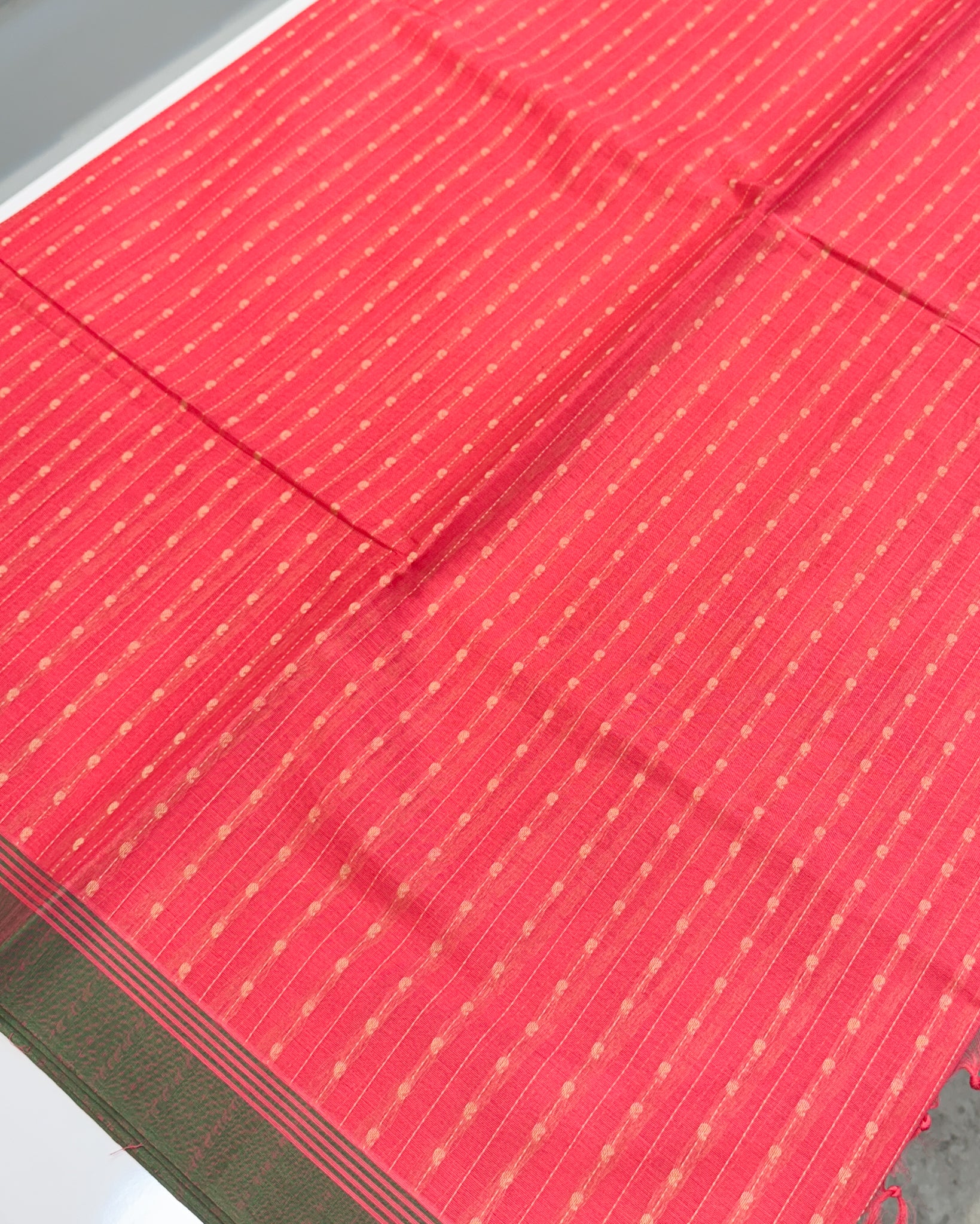 Kanchi Cotton Pink Saree with Mango Line Buttas Thread Work