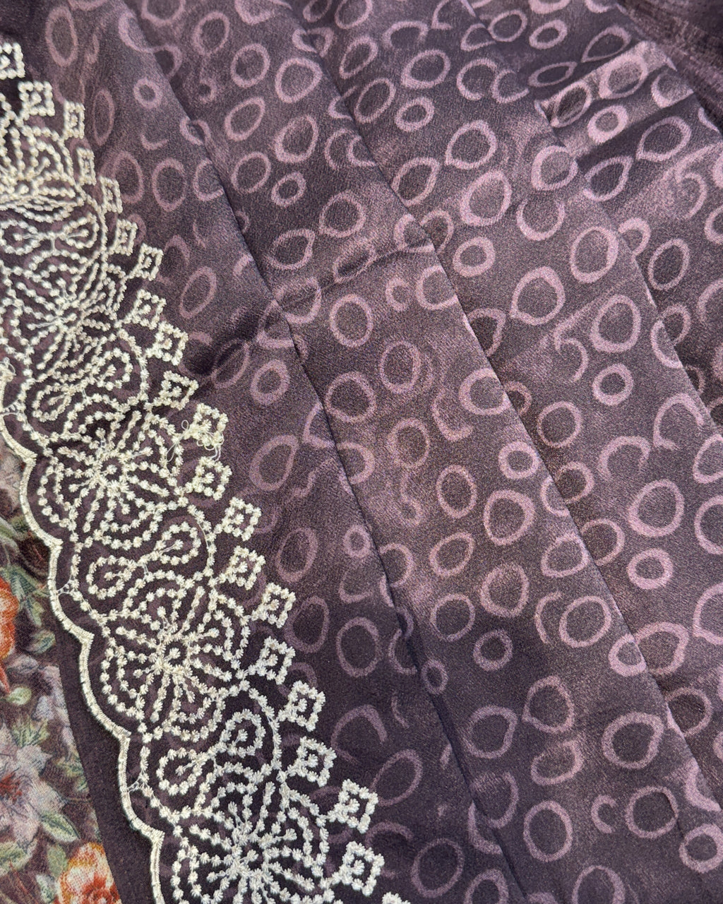 Premium Chiffon Saree with Embroidery Border – Wine