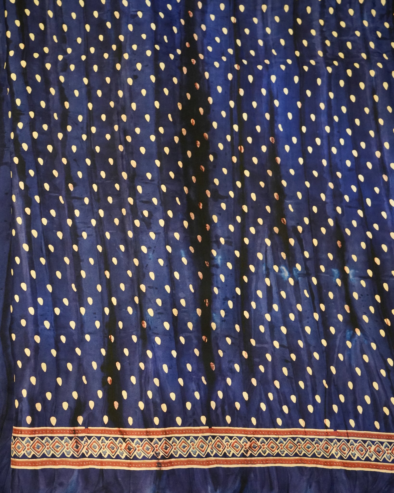 Premium Semi Modal Silk Saree in Dark Blue with Shibori & Ajrakh Print