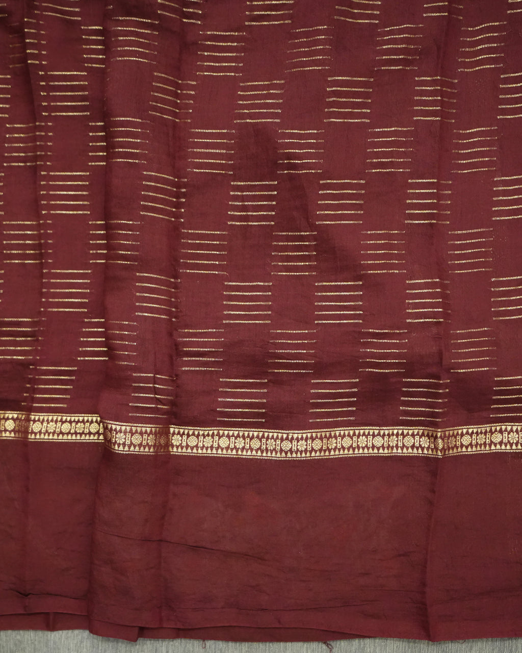 Soft Tussar Maroon Premium Saree with Zari Work & Pichwai Embroidered Border