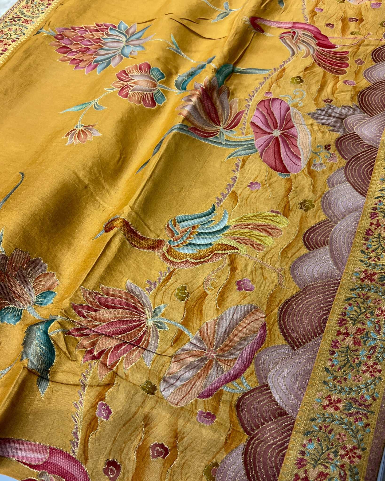 Yellow Dola Silk Saree with Exquisite Zardosi Work