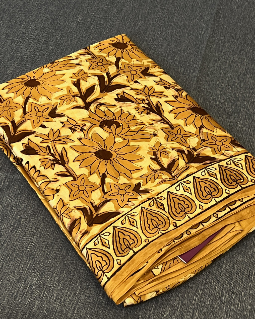 Pure Modal Silk Golden Brown Tones Hand Block Printed