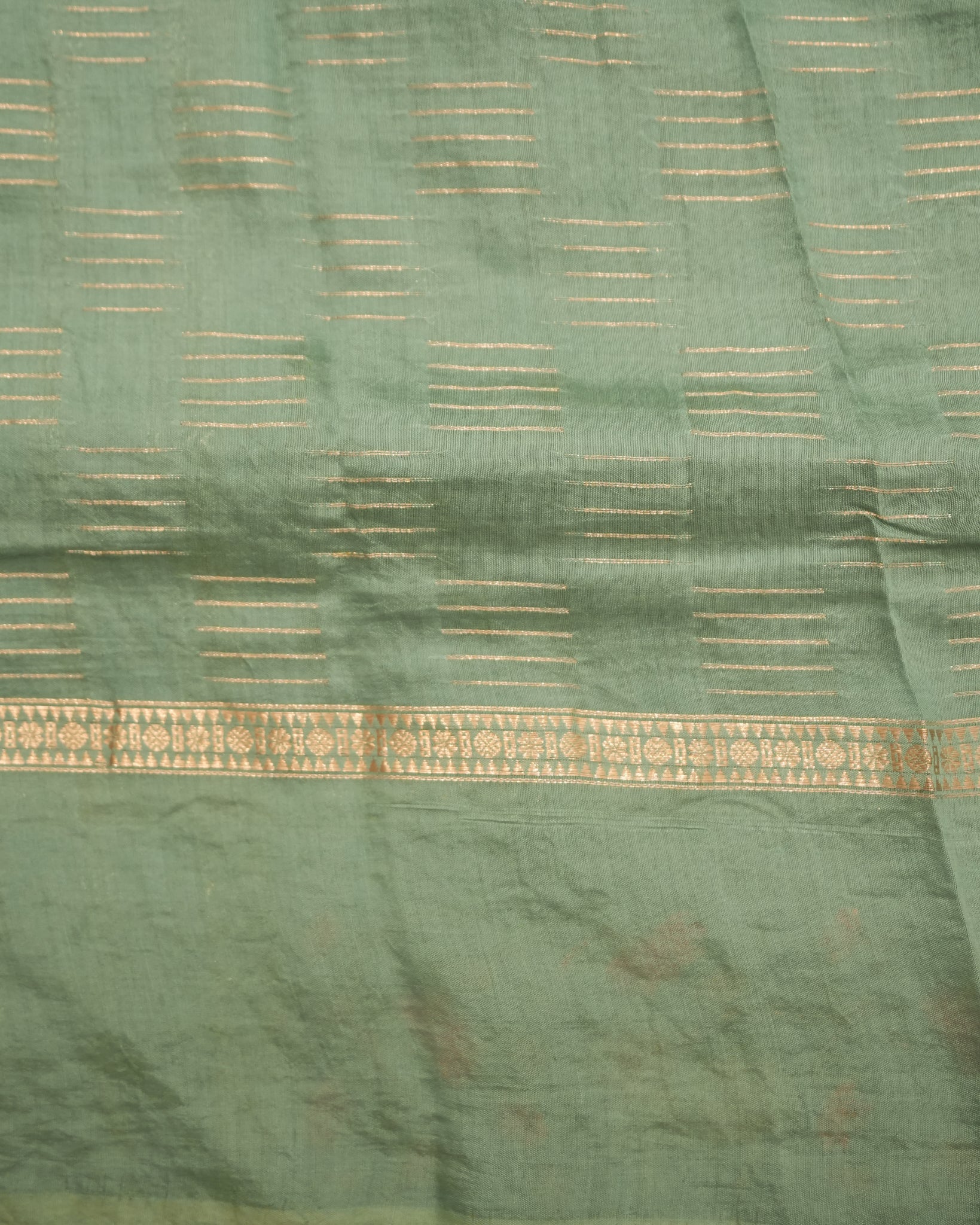 Soft Tussar Sea Green Premium Saree with Zari Work & Pichwai Embroidered Border