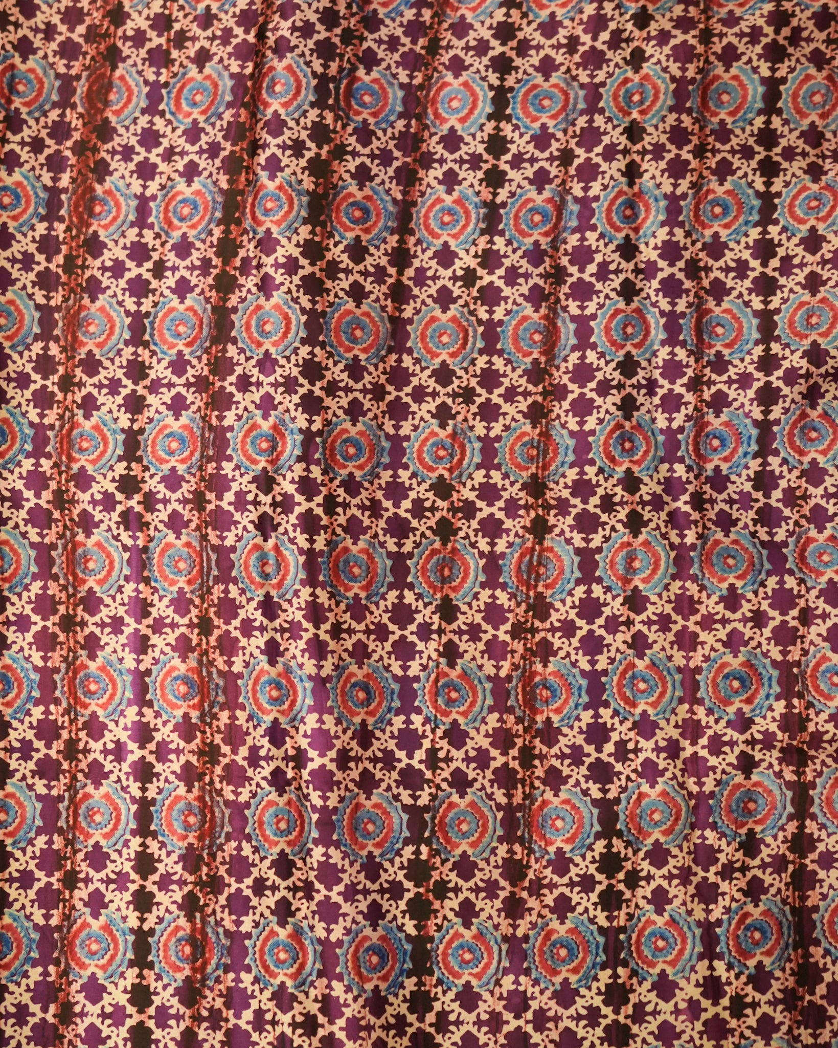 Premium Semi Modal Silk Saree in Plum with Shibori & Ajrakh Print