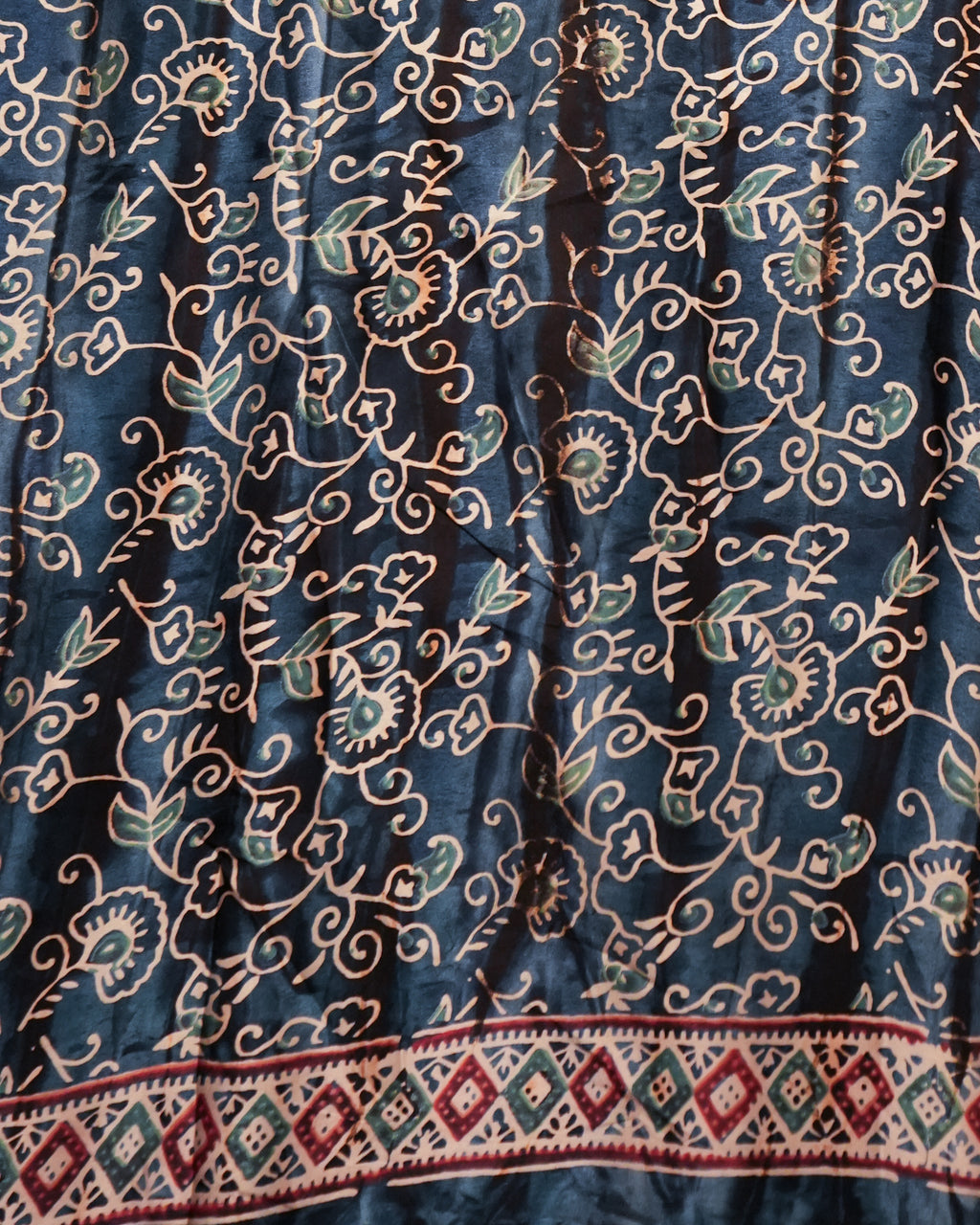 Premium Semi Modal Silk Saree in Blue with Shibori & Ajrakh Print