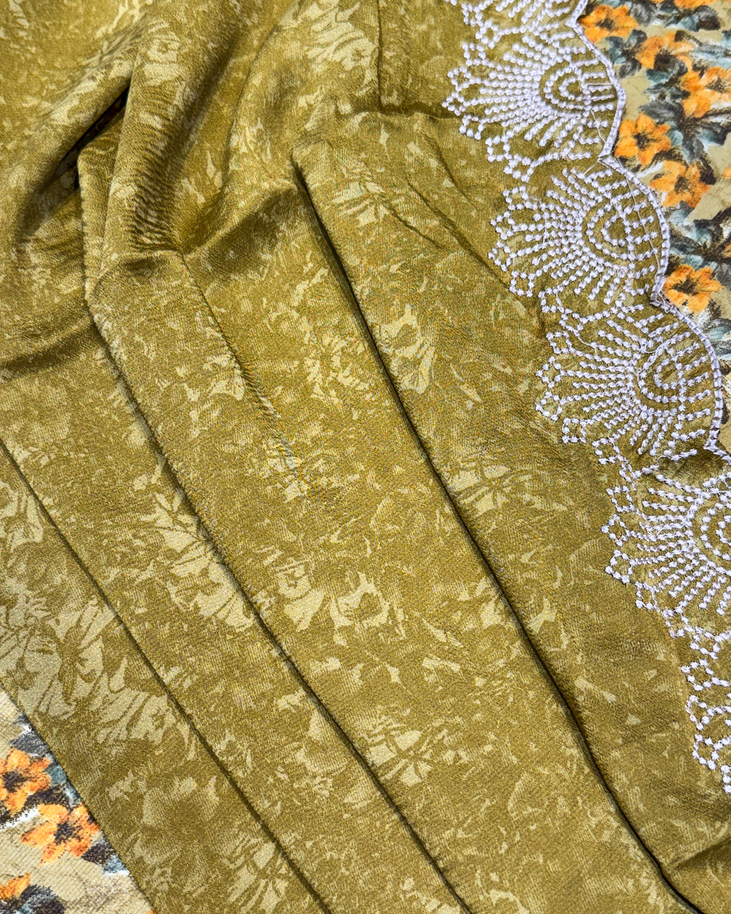 Premium Chiffon Saree with Embroidery Border – Mustard Yellow