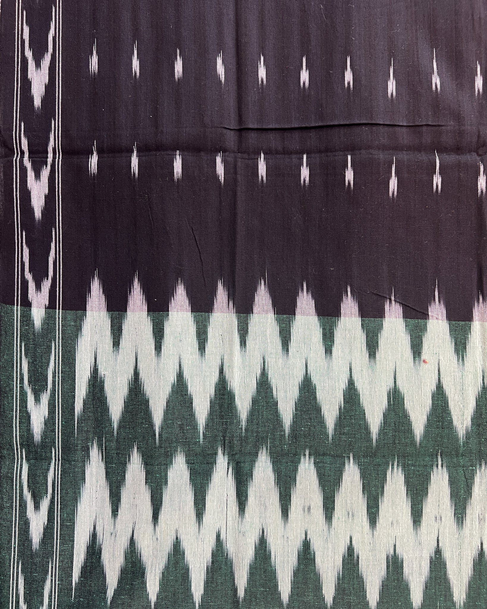Single Ikkat Cotton Dress Material 3-Piece Black/Green