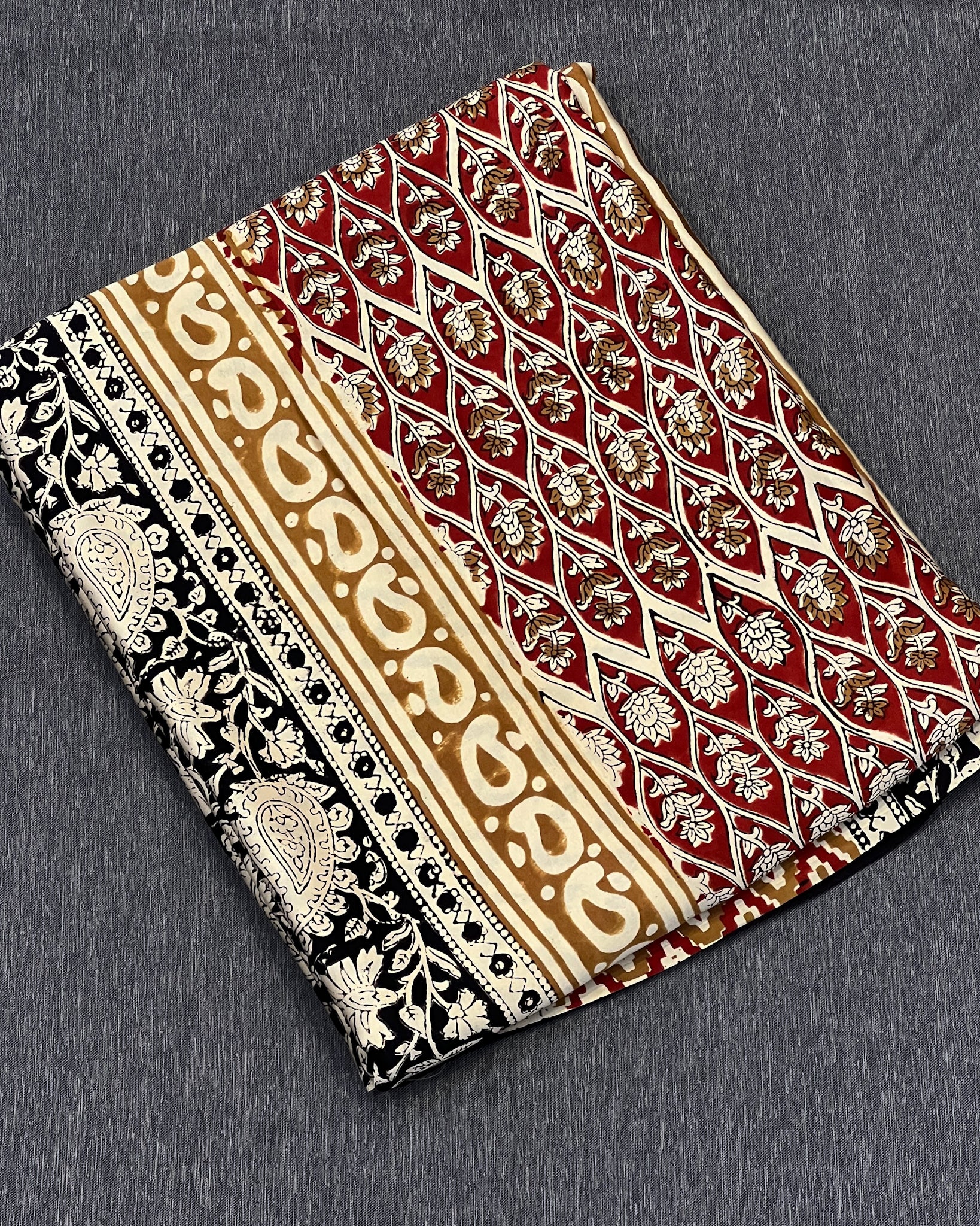 Pure Modal Silk Ajrakh Design Hand Block Printed