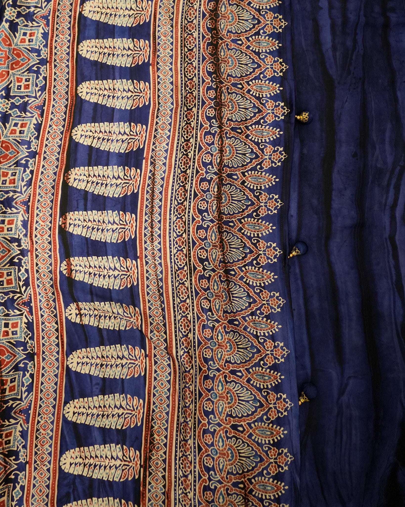 Premium Semi Modal Silk Saree in Dark Blue with Shibori & Ajrakh Print