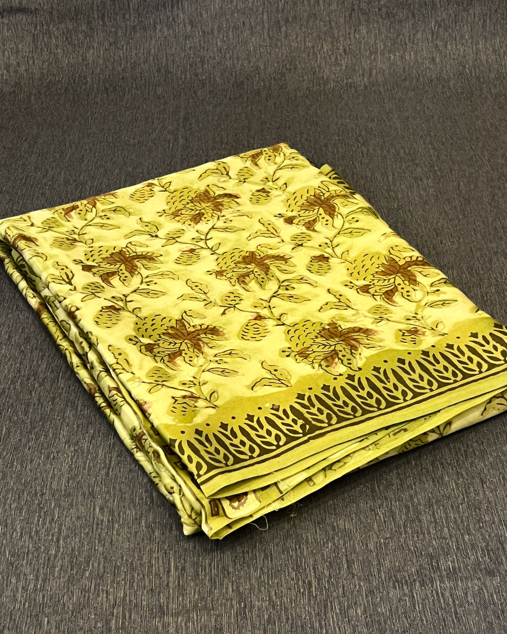 Pure Modal Silk Olive Beige Tones Hand Block Printed