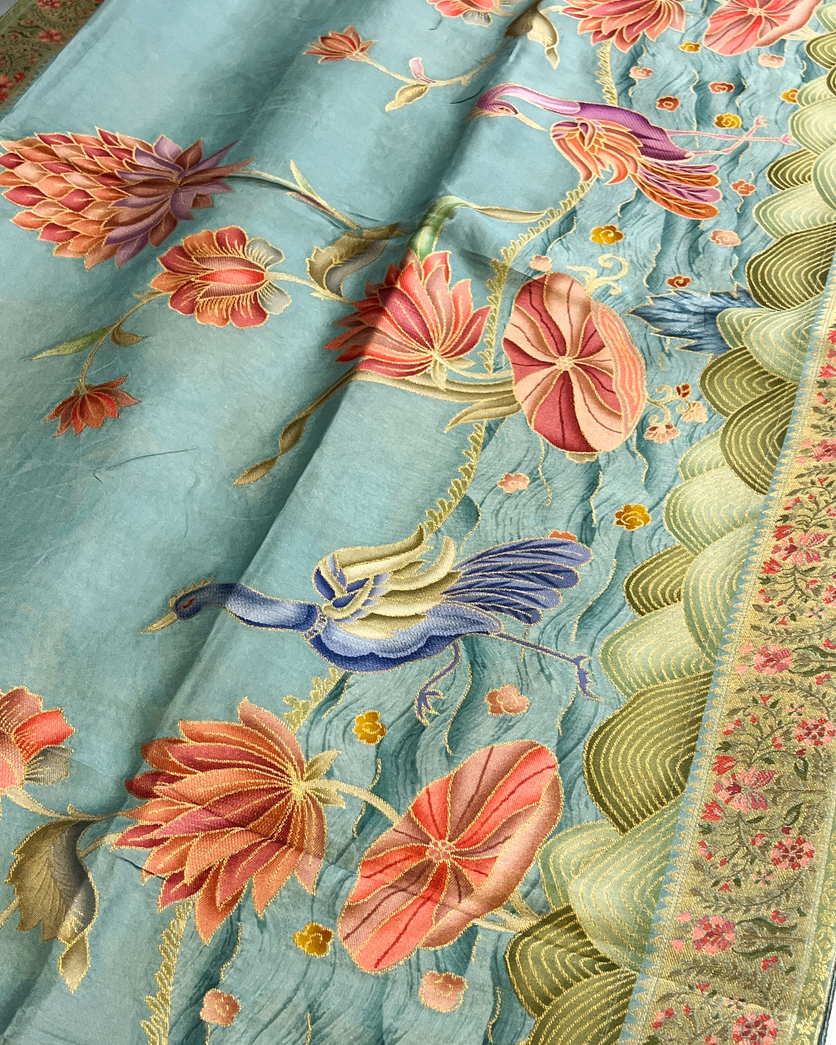 Blue Dola Silk Saree with Exquisite Zardosi Work