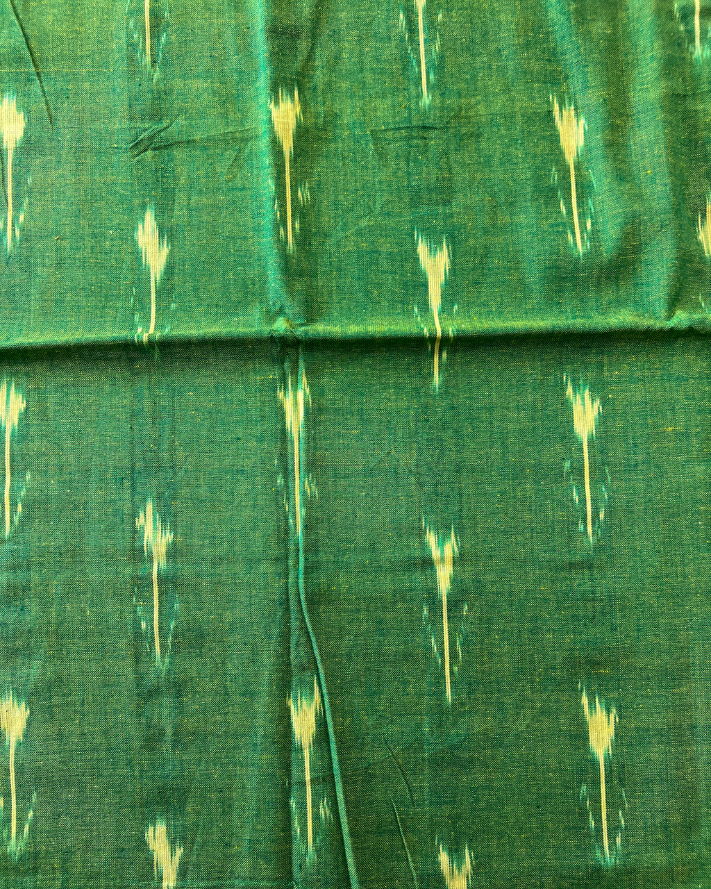 Single Ikkat Cotton Dress Material 3-Piece Green/Blue