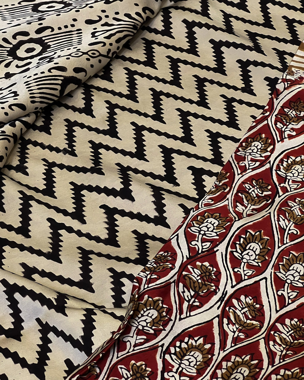 Pure Modal Silk Ajrakh Design Hand Block Printed