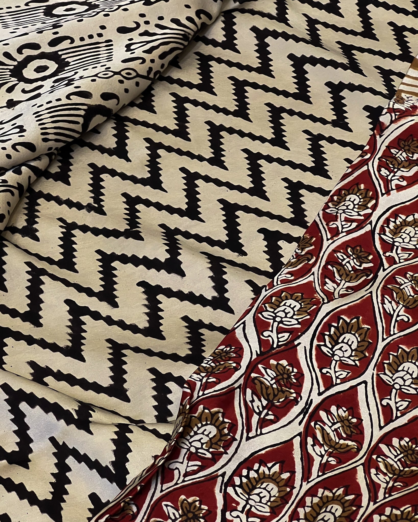 Pure Modal Silk Ajrakh Design Hand Block Printed