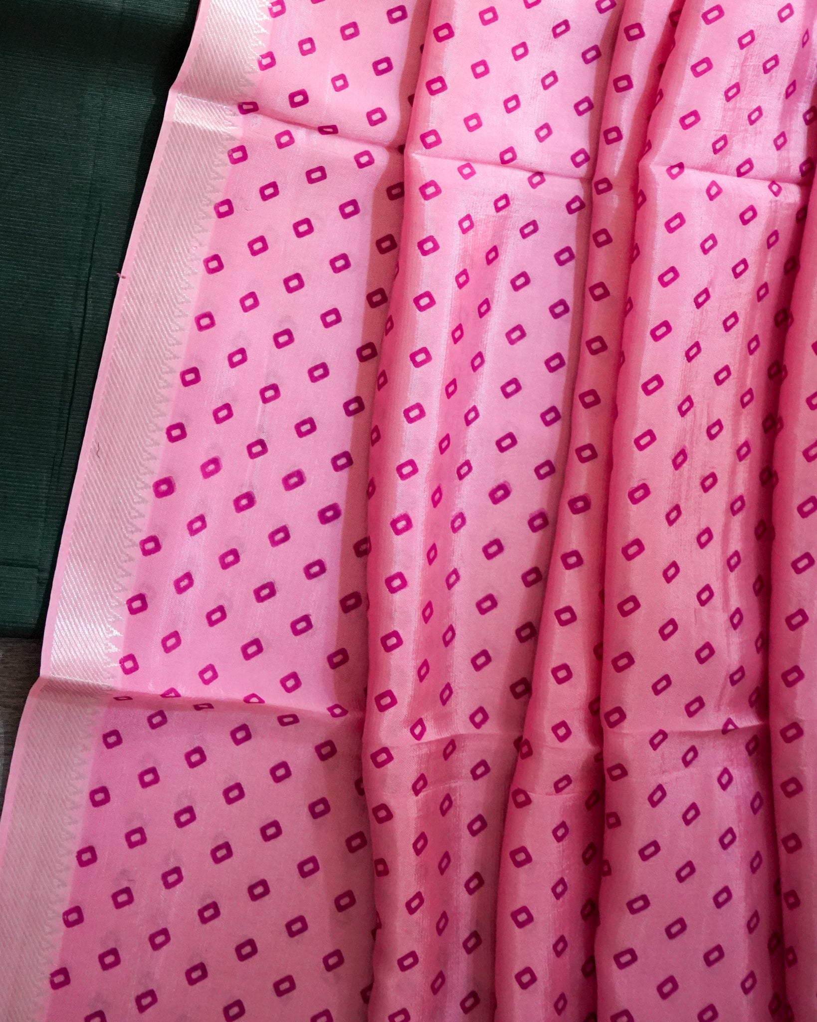 Mangalagiri Kanchi Border Unstitched Silk Top with Digital Print Silk Dupatta