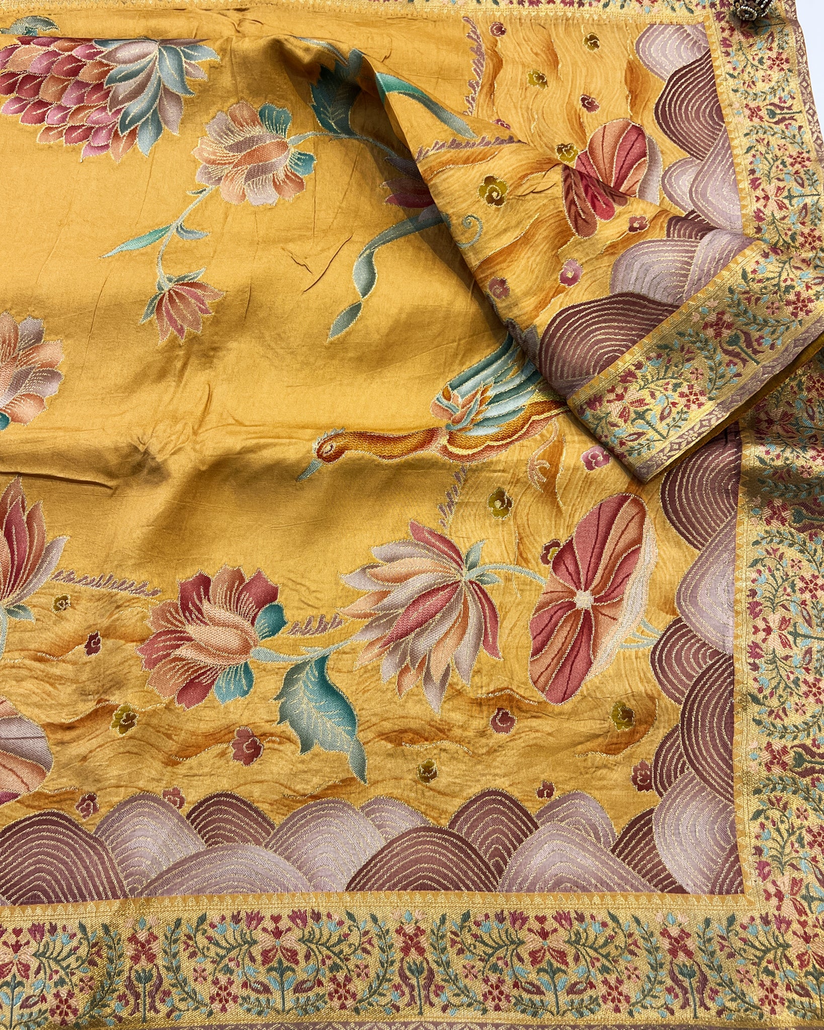 Yellow Dola Silk Saree with Exquisite Zardosi Work