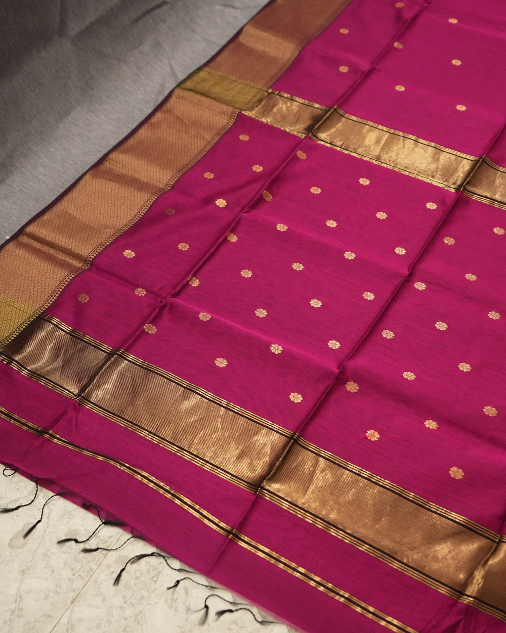 Pink Woven Pure Silk Cotton Maheshwari Saree