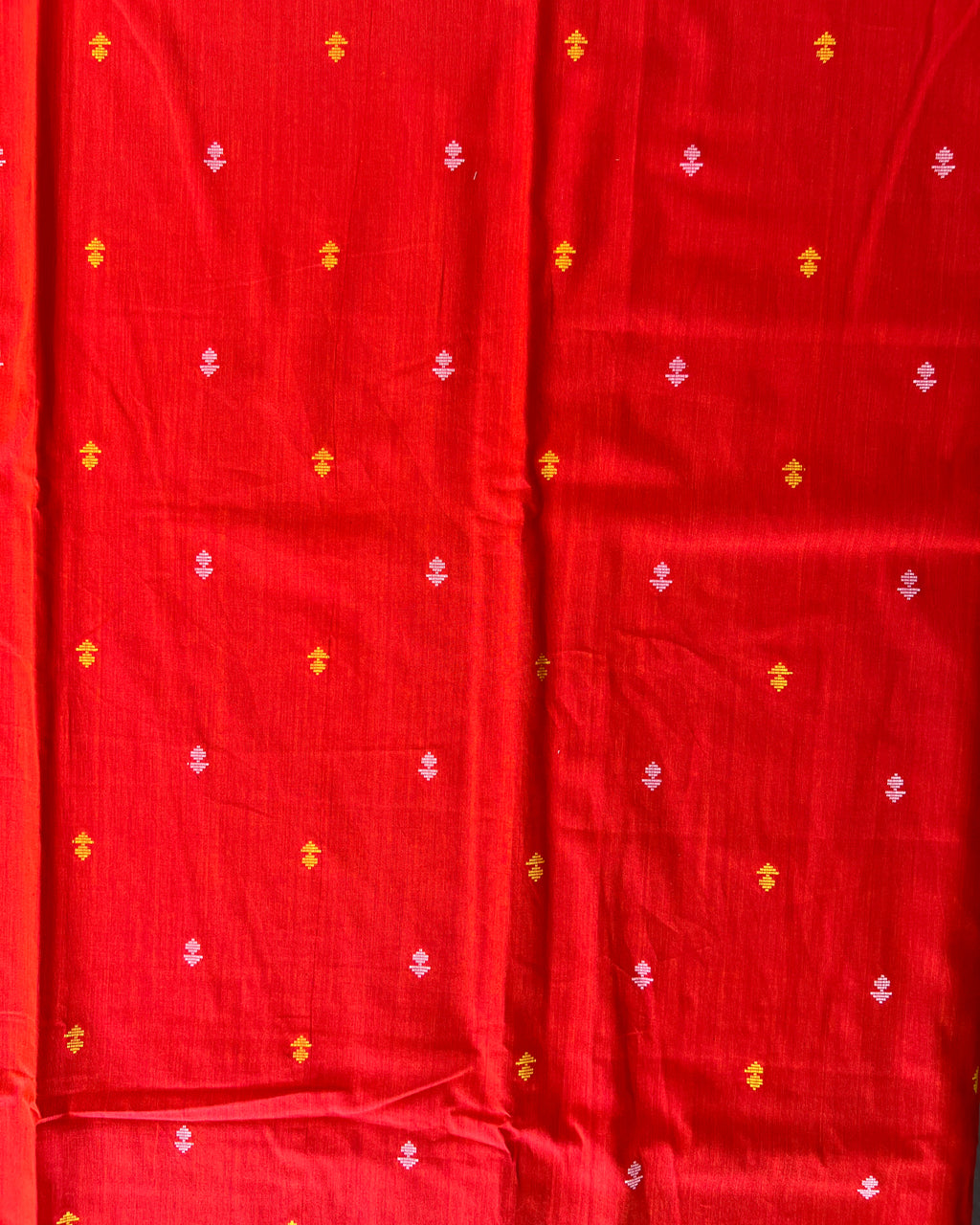 Soft Cotton Bright Fun 3-Piece Dress Material Set Red/Cream