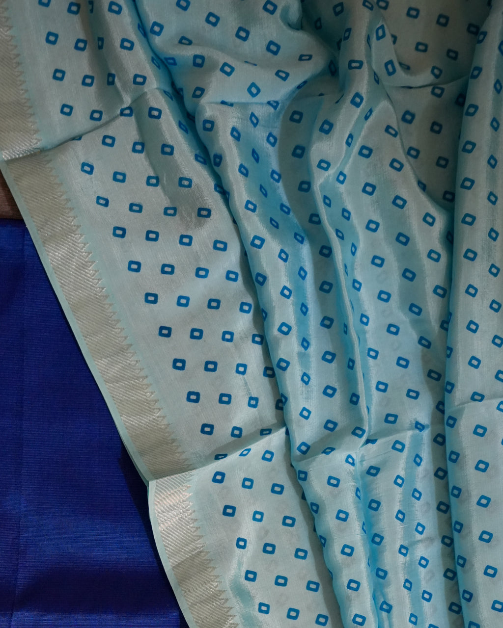 Mangalagiri Kanchi Border Unstitched Silk Top with Digital Print Silk Dupatta