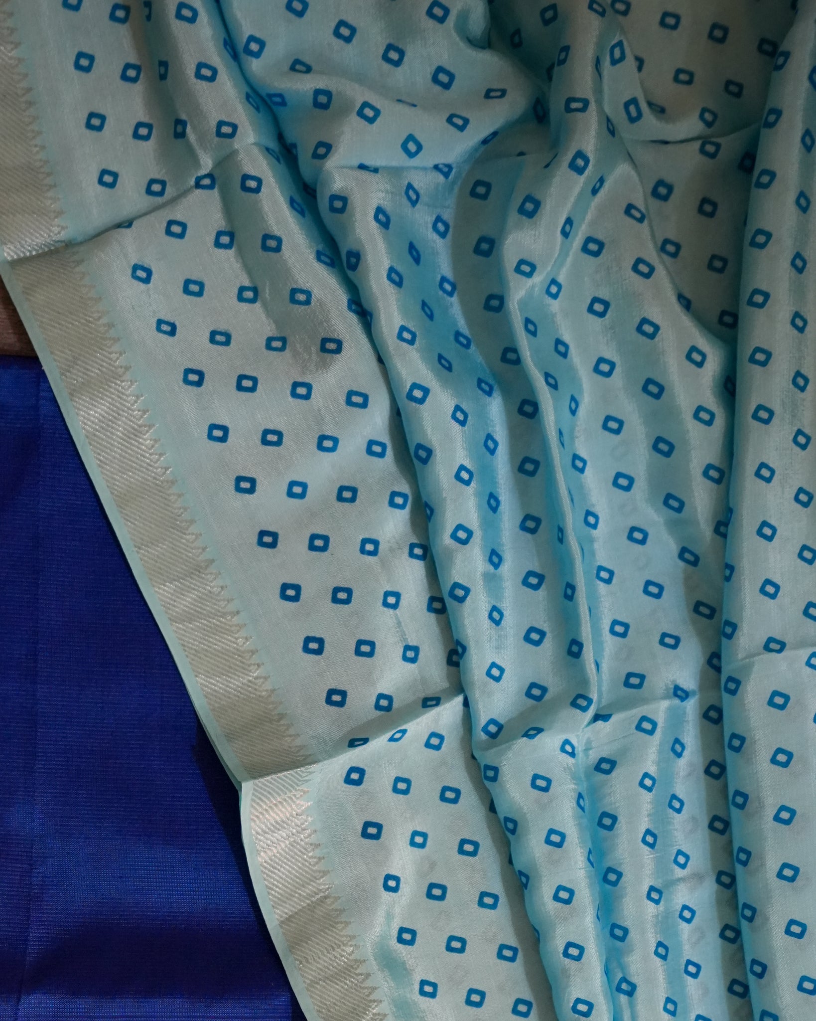 Mangalagiri Kanchi Border Unstitched Silk Top with Digital Print Silk Dupatta