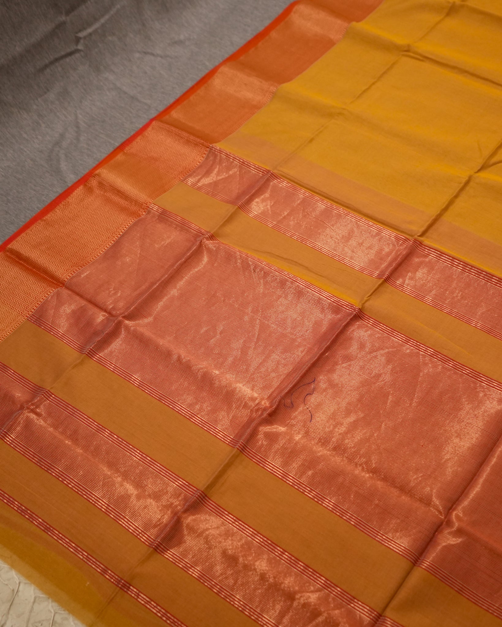 Yellow Red Woven Pure Silk Cotton Maheshwari Saree