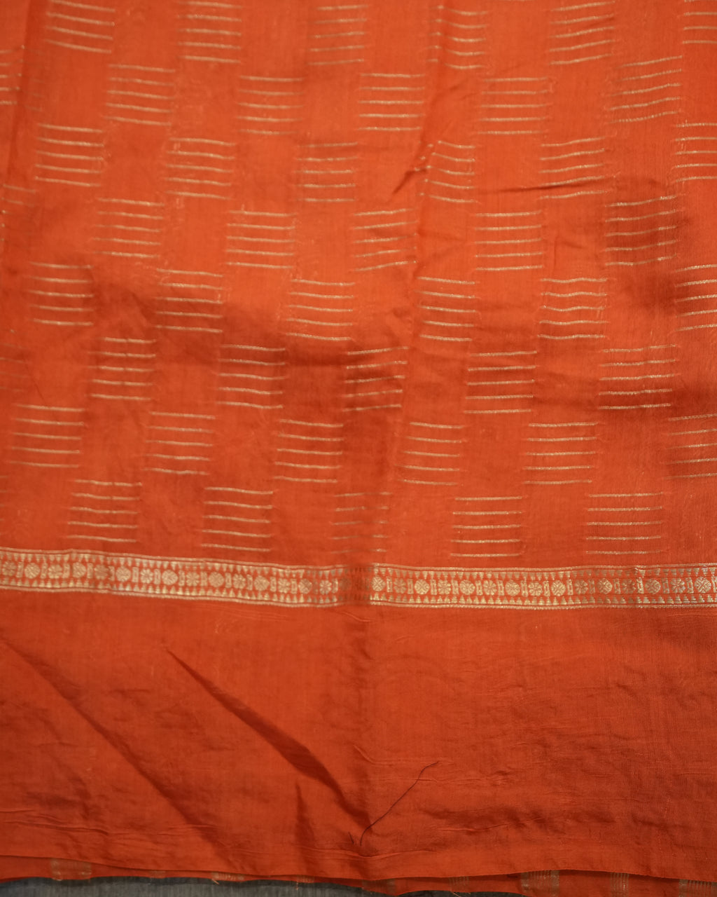 Soft Tussar Orange Premium Saree with Zari Work & Pichwai Embroidered Border