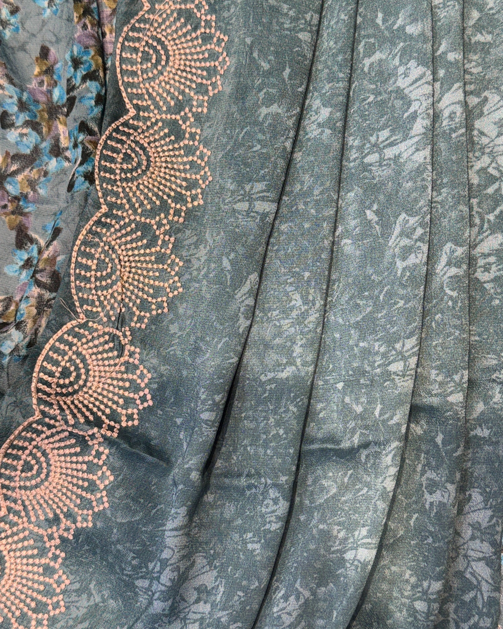 Premium Chiffon Saree with Embroidery Border – Sea Blue