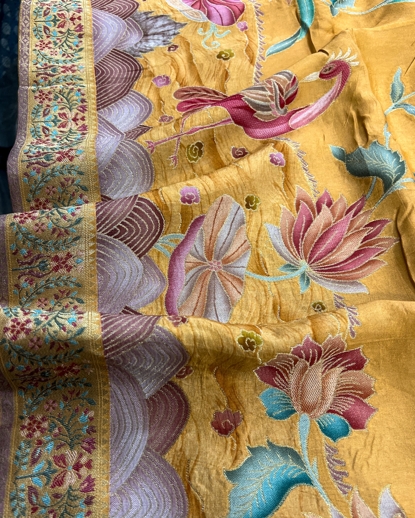 Yellow Dola Silk Saree with Exquisite Zardosi Work