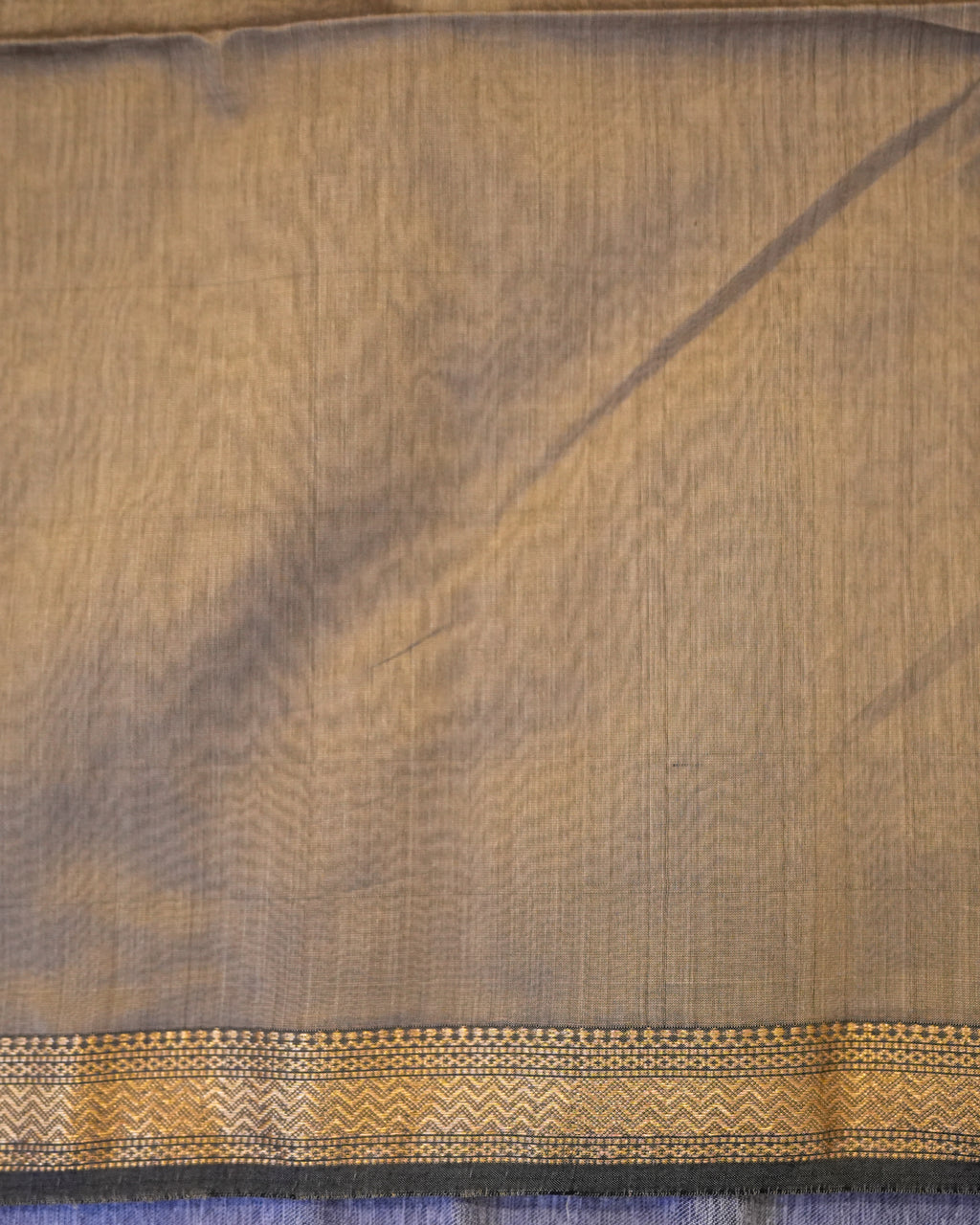 Violet & Beige Woven Pure Silk Cotton Maheshwari Saree