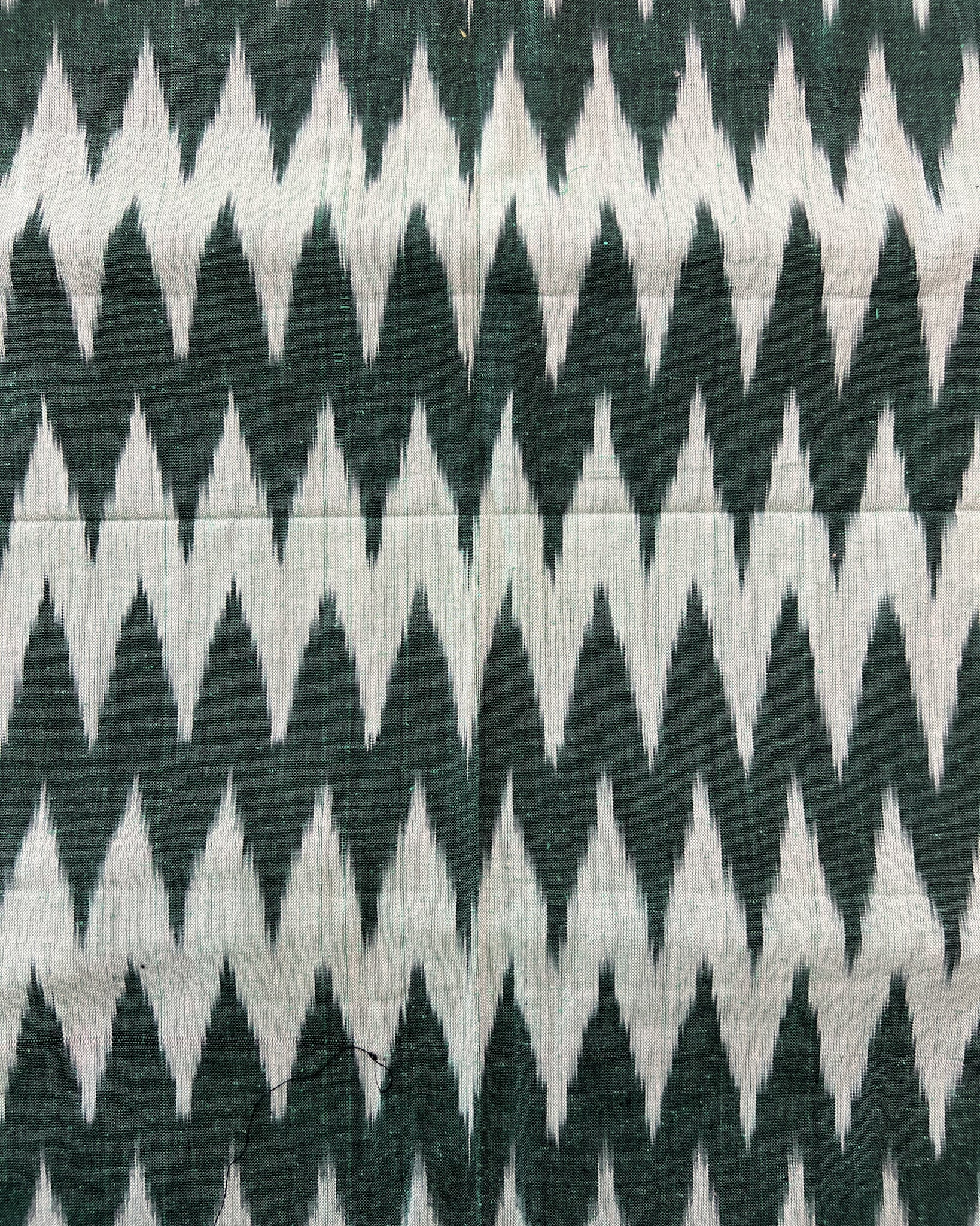 Single Ikkat Cotton Dress Material 3-Piece Black/Green