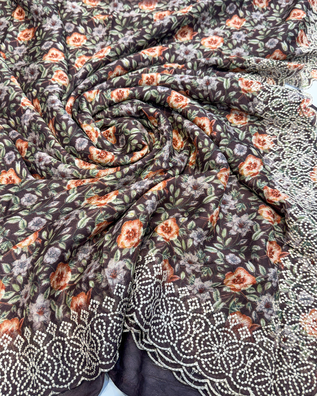 Premium Chiffon Saree with Embroidery Border – Wine