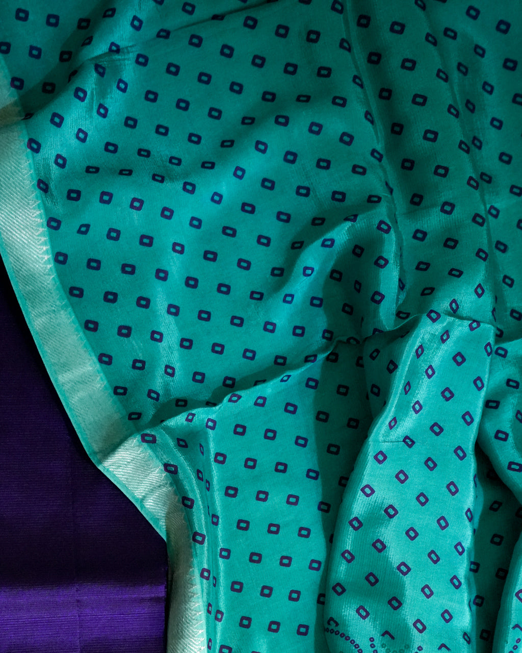 Mangalagiri Kanchi Border Unstitched Silk Top with Digital Print Silk Dupatta