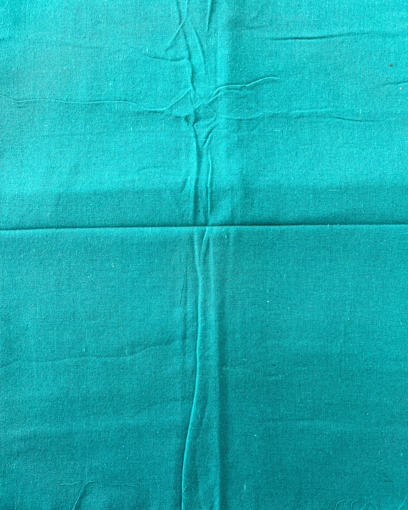 Single Ikkat Cotton Dress Material 3-Piece Green/Blue