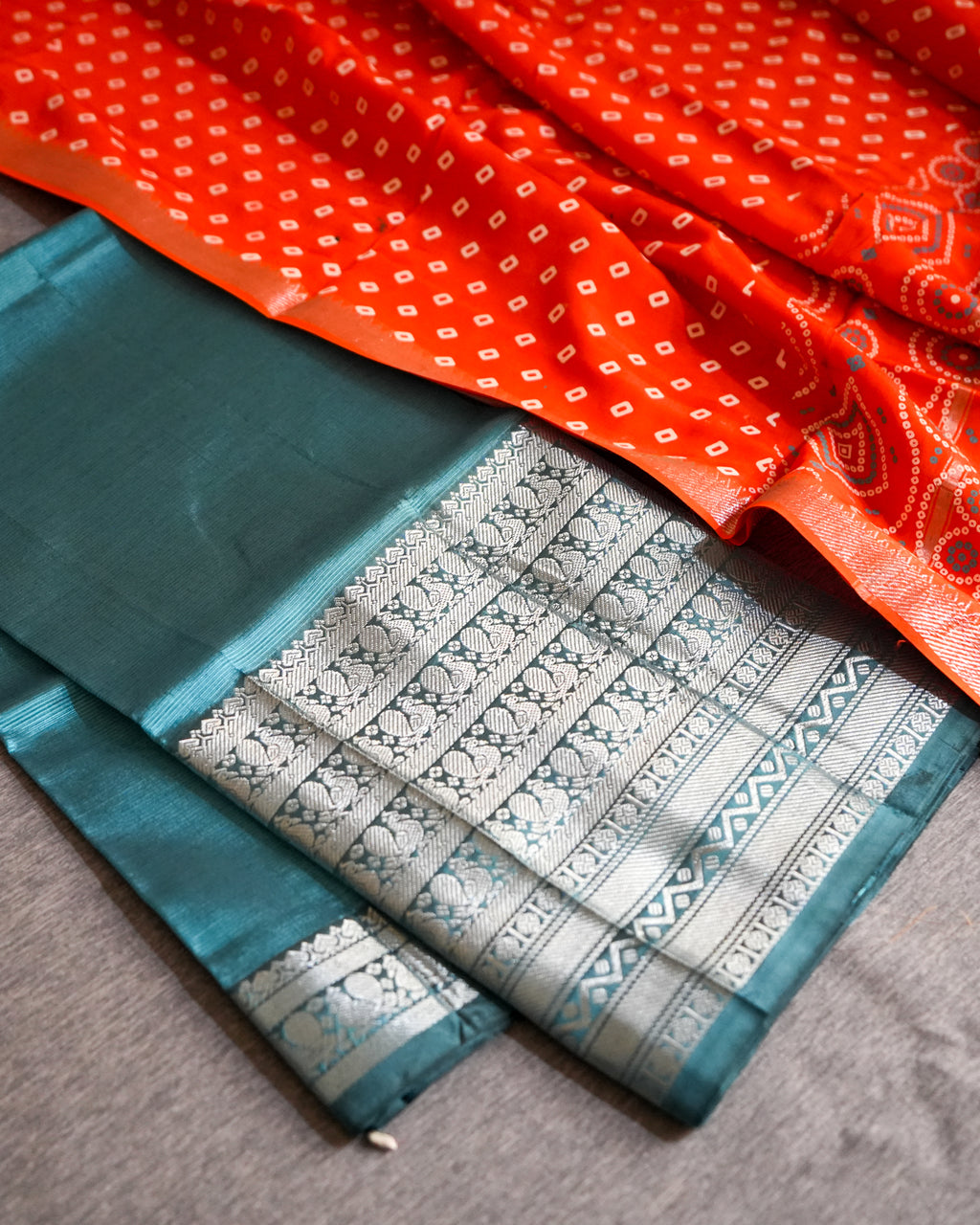 Mangalagiri Kanchi Border Unstitched Silk Top with Digital Print Silk Dupatta