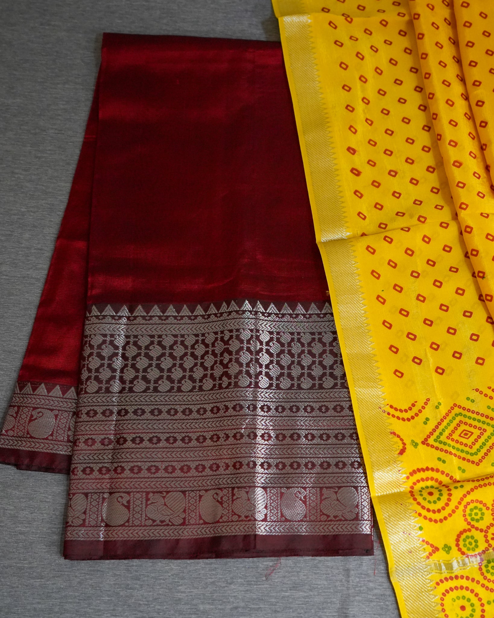 Mangalagiri Kanchi Border Unstitched Silk Top with Digital Print Silk Dupatta